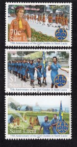 St. Lucia 2000 Set of 3 Girl Guides, Scott 1125-1127 MNH, value = $5.50