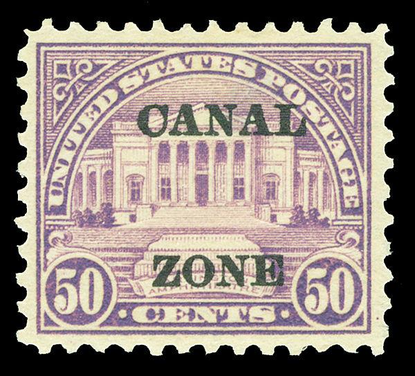 Canal Zone Scott 80 1924 50c Flat Plate Overprint Issue Mint VF OG HR Cat $75