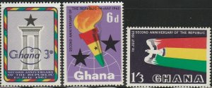 Ghana, #121-123 Unused  From 1962