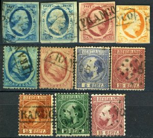 NETHERLANDS #1-3 #1a King William III Postage Stamp Collection 1852-1869 Used