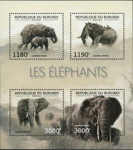 Elephants Stamp Loxodonta Africana Wild Animal S/S MNH #2833-2836