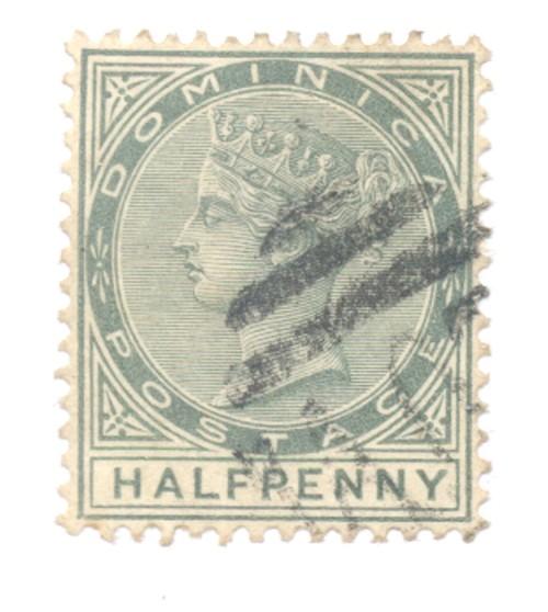 Dominica Sc 17 1886 1/2d green Victoria stamp used