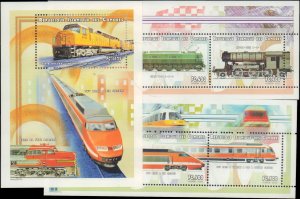 Comoro Islands #941-943, Complete Set(3), 1999, Trains, Never Hinged