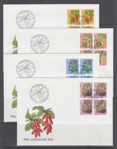 Switzerland Sc B439-B478 FDC. 1976-80 semi postals 10 cplt sets in blocks, VF