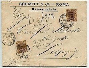 Umberto I ° Lire 1 two copies on cover Racc. from Rome