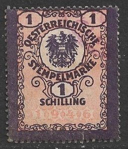 AUSTRIA 1947 1s Dark Violet and Salmon General Duty Revenue Bft.18 VFU