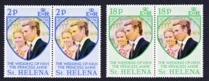 St. Helena Royal Wedding Princess Anne 2v in pairs SG#295-296 SC#277-278