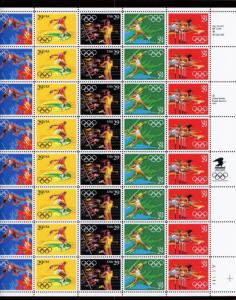 US  2553-57  Summer Olympics 29c -Pane of 40 - MNH - 1991 - A11111  LR  II