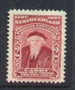 Newfoundland- Sc#62-unused heavy hinged-2c John Cabot-og-id#1189-1897-