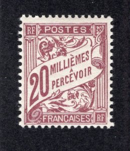 France Offices Egypt 1928 20m violet brown Postage Due, Scott J11 MH