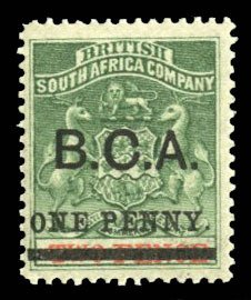 British Central Africa #20 (SG 20) Cat£42, 1895 1p on 2p gray green, lightly...