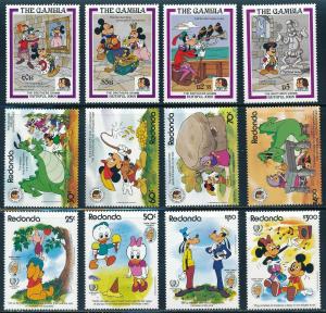 Disney - Three Complete Stamps Sets MNH (Gambia-Redonda)