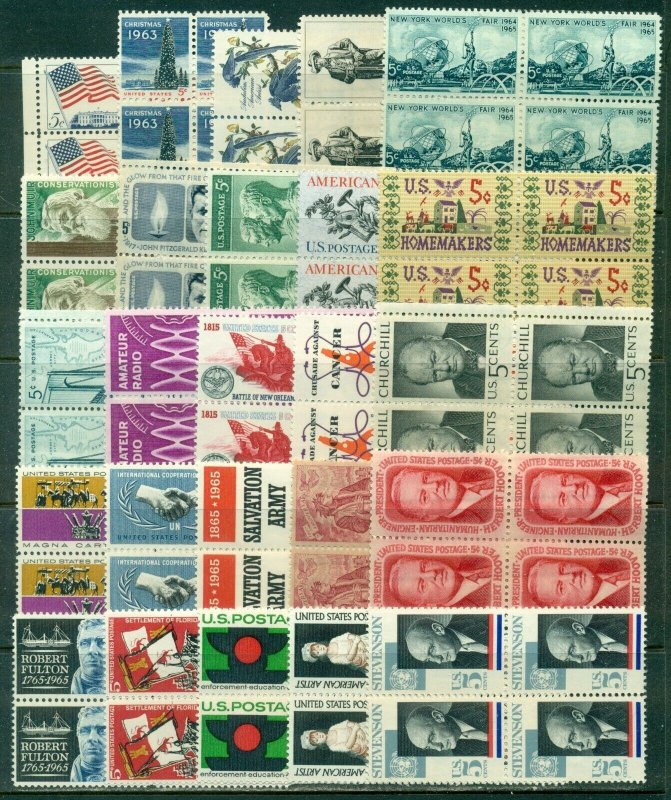 25 DIFFERENT SPECIFIC 5-CENT BLOCKS OF 4, MINT, OG, NH, GREAT PRICE! (19)