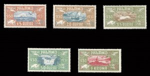 Iceland #C4-8 Cat$240, 1930 Parliament, set of five, hinged