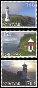 Faroe Islands 2014 Lighthouses Scott #621-623 Mint Never Hinged