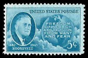 PCBstamps   US # 933 5c FDR & Globe, MNH, (37)