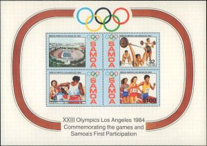 Samoa #629-632a, Complete Set(5), 1984, Olympics, Never Hinged