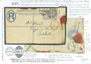 GB INTERRUPTED REGISTERED MAIL Cover 1886 *Pangbourne* Berks Official Label 247j