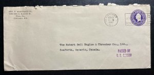 1942 Chicago IL USA Postal Stationery Commercial Cover To Seaforth Canada