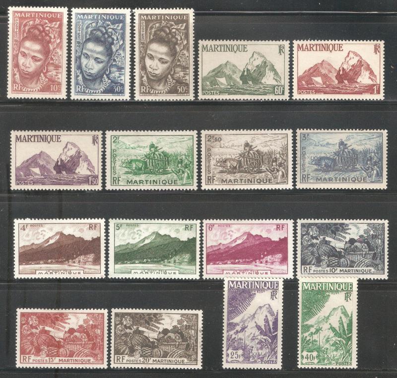 Martinique 1947,Complete set,Sc 217-233,Fine Mint Hinged*/few MNH**(M-1)