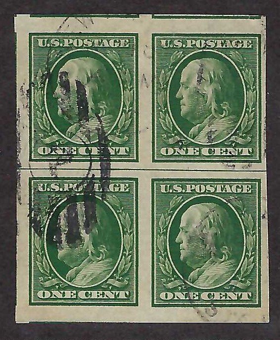 US Scott #383 Used Block of Four VF