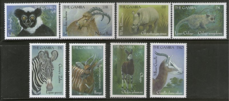 Gambia 2000 African Wildlife Zebra Rhinoceros Deer Animals Fauna Sc 2184-91 MNH