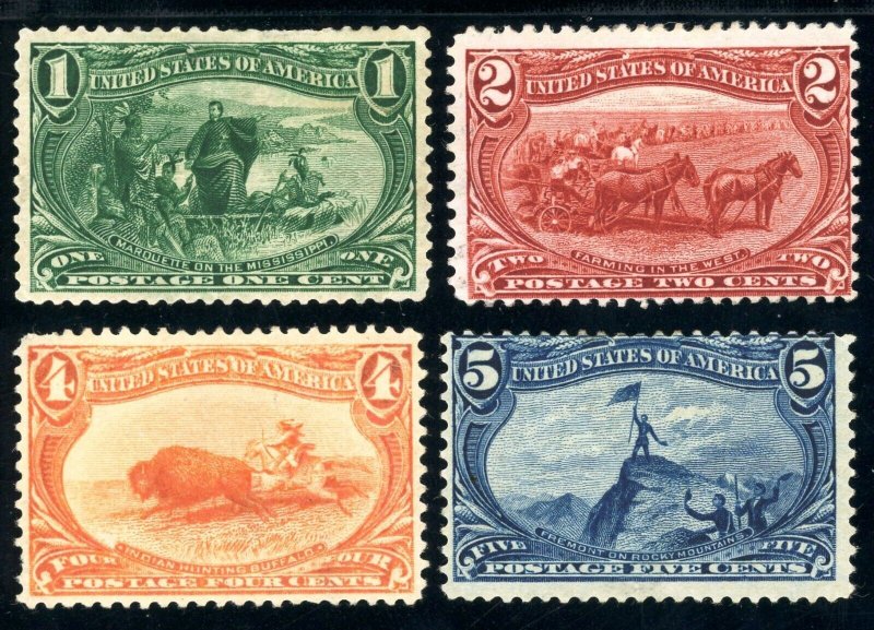 USAstamps Unused FVF US 1898 Trans-Mississippi Scott 285 - 288 OG MHR SCV $264