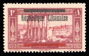 Lebanon #88 (YT 100f) Cat€100, 1928 1p magenta, Arabic overprint in carmine...