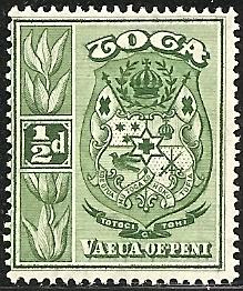 Tonga  73 Mint OG 1942 1/2p Coat of Arms