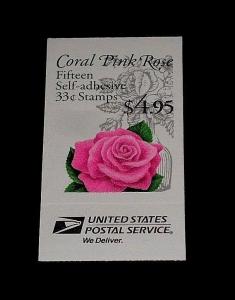 U.S.A. #BK242b, 1999, CORAL PINK ROSE, BOOKLET, MNH,NICE! LQQK!