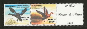 Mexico #1346-1347a MNH Fauna, ducks Pair with label (my2) (12323)