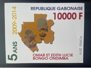 2014 Gabon 10,000F 2009 Omar Edith Bongo Ondimba Gold GOLD Silver-