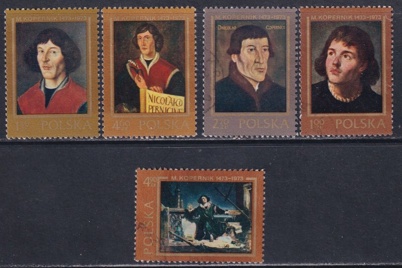 Poland 1973 Sc 1956-60 Copernicus Portraits Stamp Used