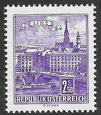 AUSTRIA 1962-70 2.50s Danube Bridge Buildings Issue Sc 698 MNH