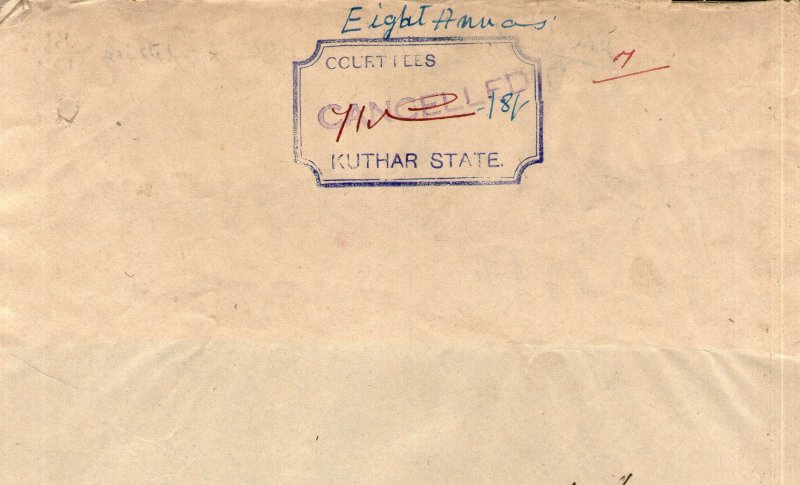 India Fiscal Kuthar State 8As Unrecorded Stamp Paper + 4 Rs. T10 Stamp paper ...