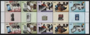 Australia 2012 MNH Sc 3646a 60c Telephone, refrigerator, TV, stereo, maps Gutter