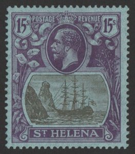 ST. HELENA 1922 KGV 15/- grey & purple on blue. Key stamp. 