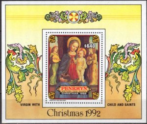 Penrhyn / Cook Islands 1992 Christmas Art Paintings S/S MNH