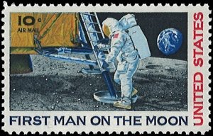 U.S. Scott # C76  1969 10c multi Litho& First Man on the Moon , TAGGED mint-n...