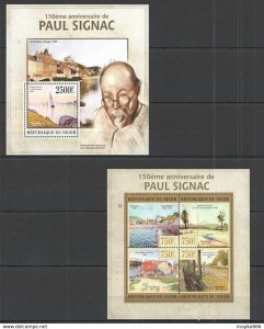 2013 Niger Art Paintings 150Th Anniversary Paul Signac Kb+Bl ** St2789