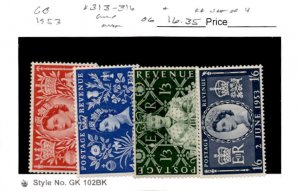 Great Britain, Postage Stamp, #313-316 Mint Hinged, 1953 Queen Elizabeth (AE)