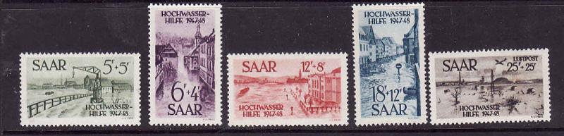 Saar-Sc#B61-4,CB1-unused NH set-Flood Scenes-1948-