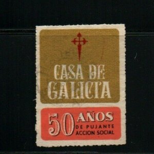 Uruguay Casa de Galicia Health Hospital cinderella poster stamp postally used