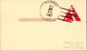 United States Ohio Plainville 1957 4f-bar  1838-1957  Postal Card  Philatelic.