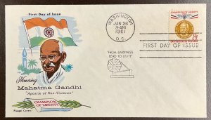 1175 Fleetwood cachet Mahatma Gandhi - Champion of Liberty FDC 1961