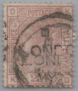 Great Britain 66 used Plate 3 2 1/2p claret Victoria London ZAYIX 103022S28
