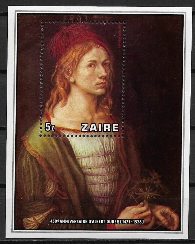 1978 Zaire 892 Albrecht Durer Self-portrait MNH S/S SCV$12.00