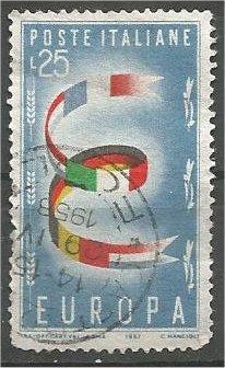 ITALY, 1957, used 25L, “United Europe Scott 726