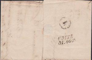 AUSTRIA ITALY 1864 folded entire 4k TRIEST cds to Udine....................53700