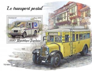 Togo - 2019 Mail Transport Vehicles - Stamp Souvenir Sheet - TG190513b